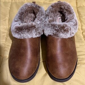 Skechers BOBS Tan Faux Fur Slippers